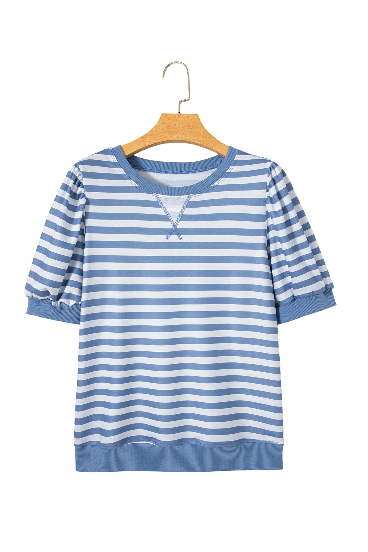 Stripe Bubble Sleeve T Shirt