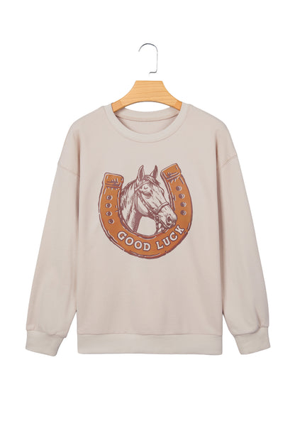Western Horse Print Oversized Sweatshirt