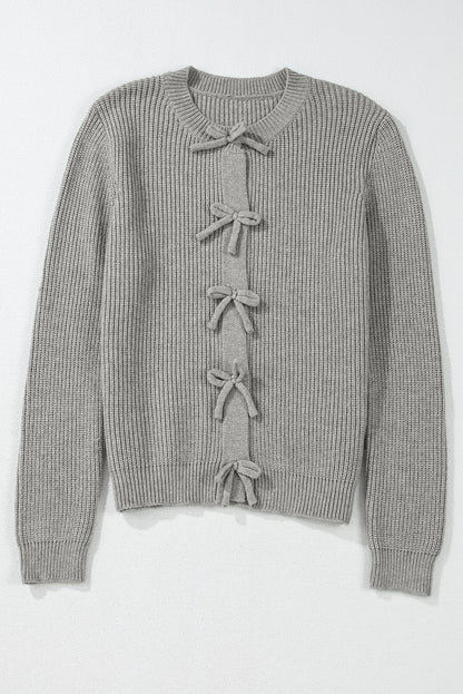 Bow Front Buttoned Cardigan