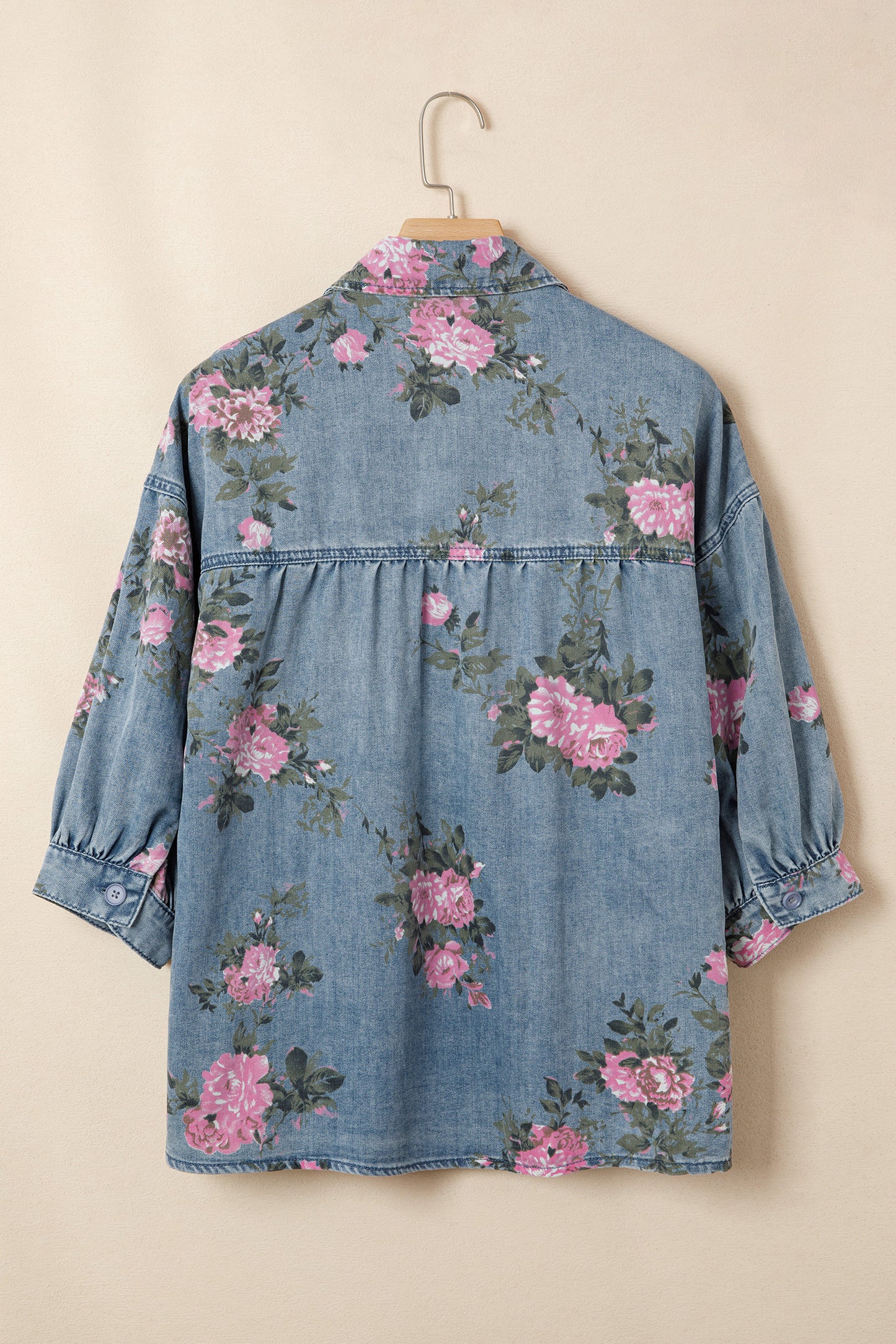 Blue Floral Denim Shirt