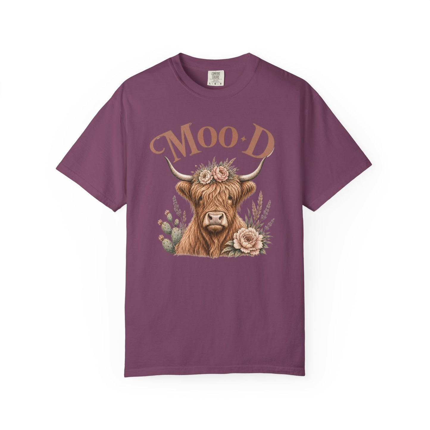 Highland Cow 'Moo·d' Floral Graphic T-Shirt