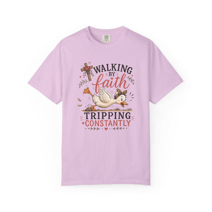 Walking by Faith T-Shirt — 'Tripping Constantly' Christian Graphic Tee