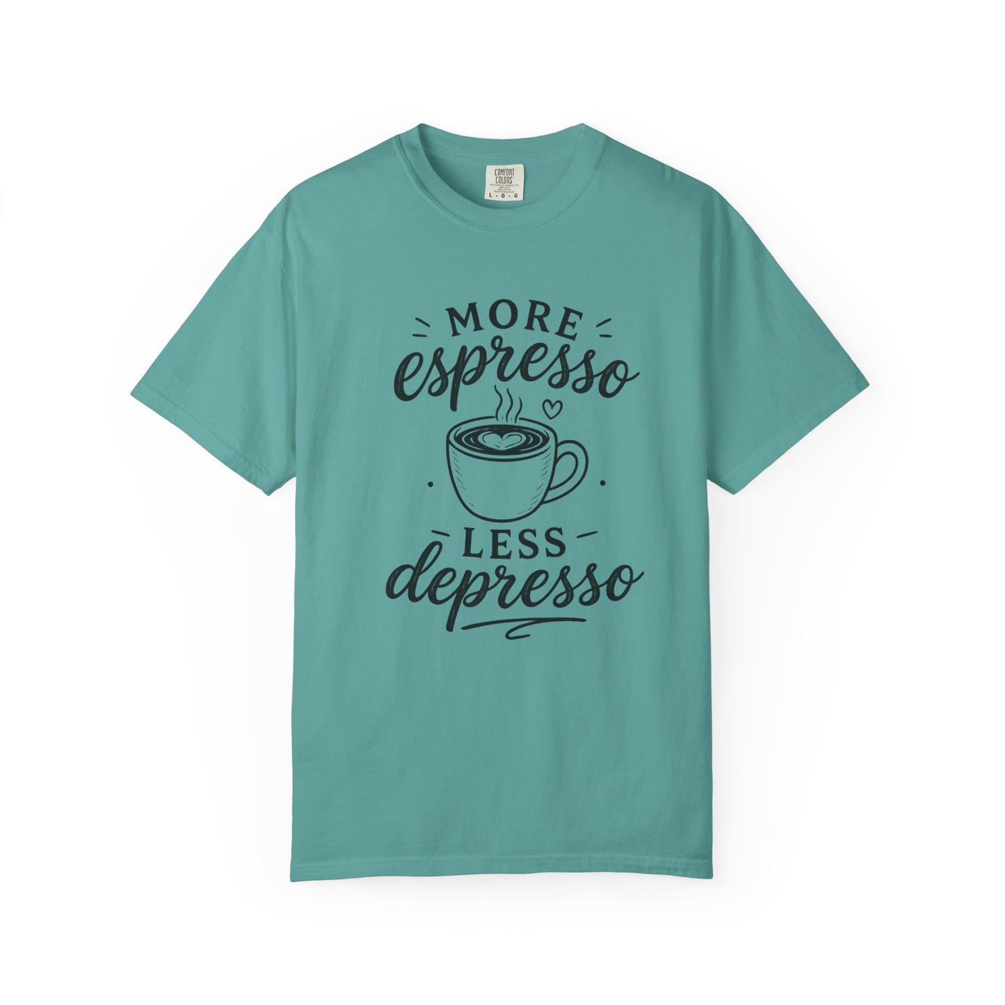 T-Shirt — "More Espresso Less Depresso" Coffee Graphic Tee