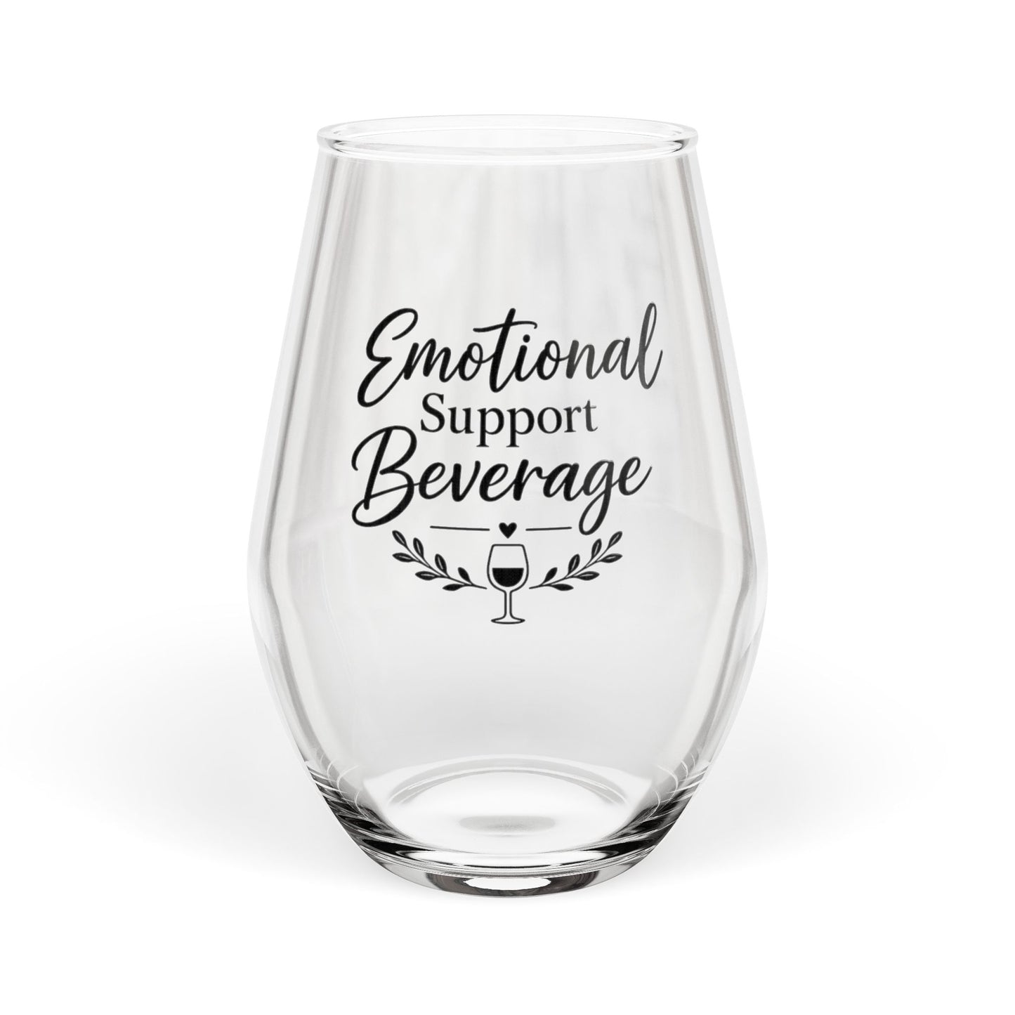 Stemless Wine Glass - "Emotional Support Beverage" Funny Wine Glass Gift