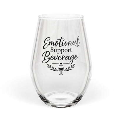 Stemless Wine Glass - "Emotional Support Beverage" Funny Wine Glass Gift