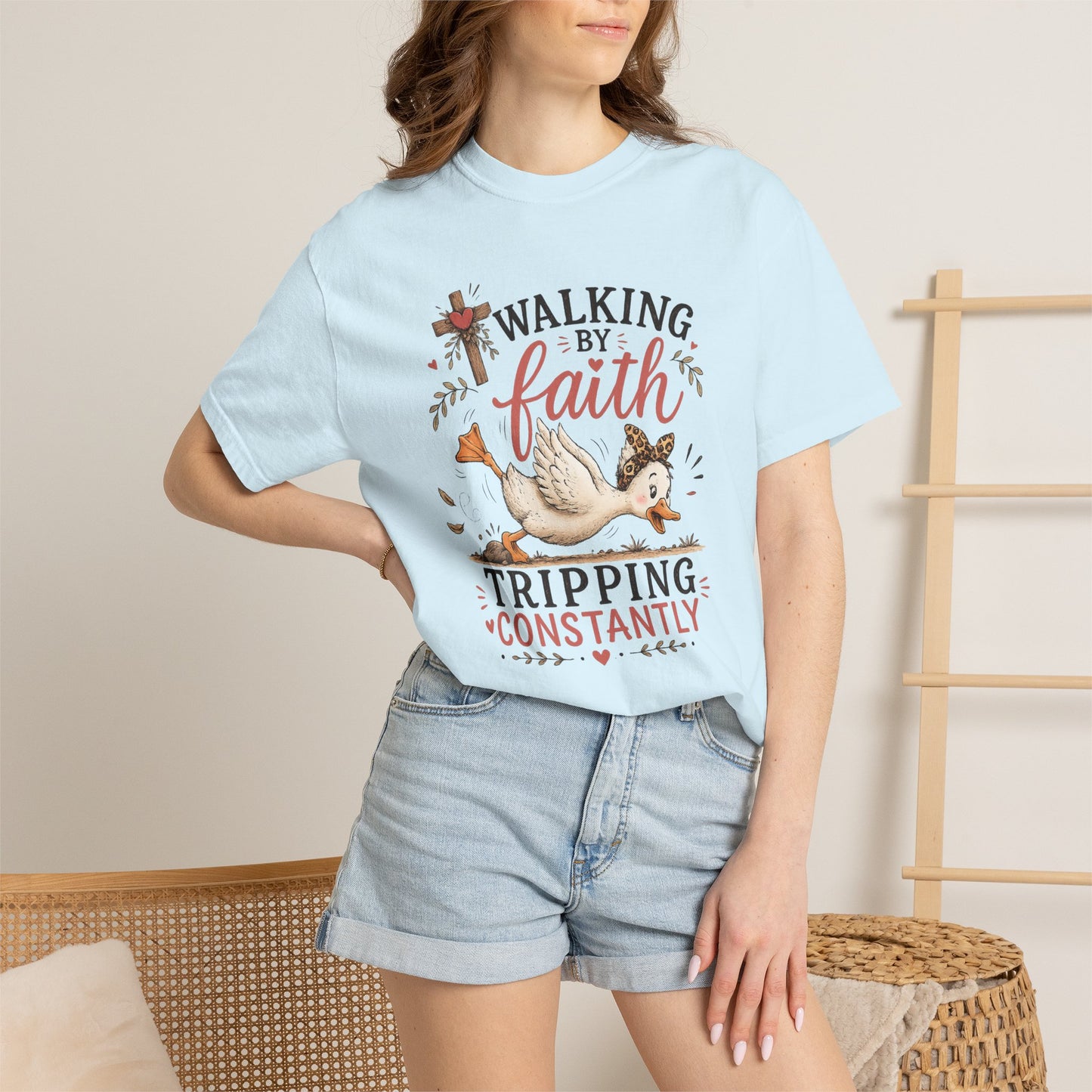 Walking by Faith T-Shirt — 'Tripping Constantly' Christian Graphic Tee