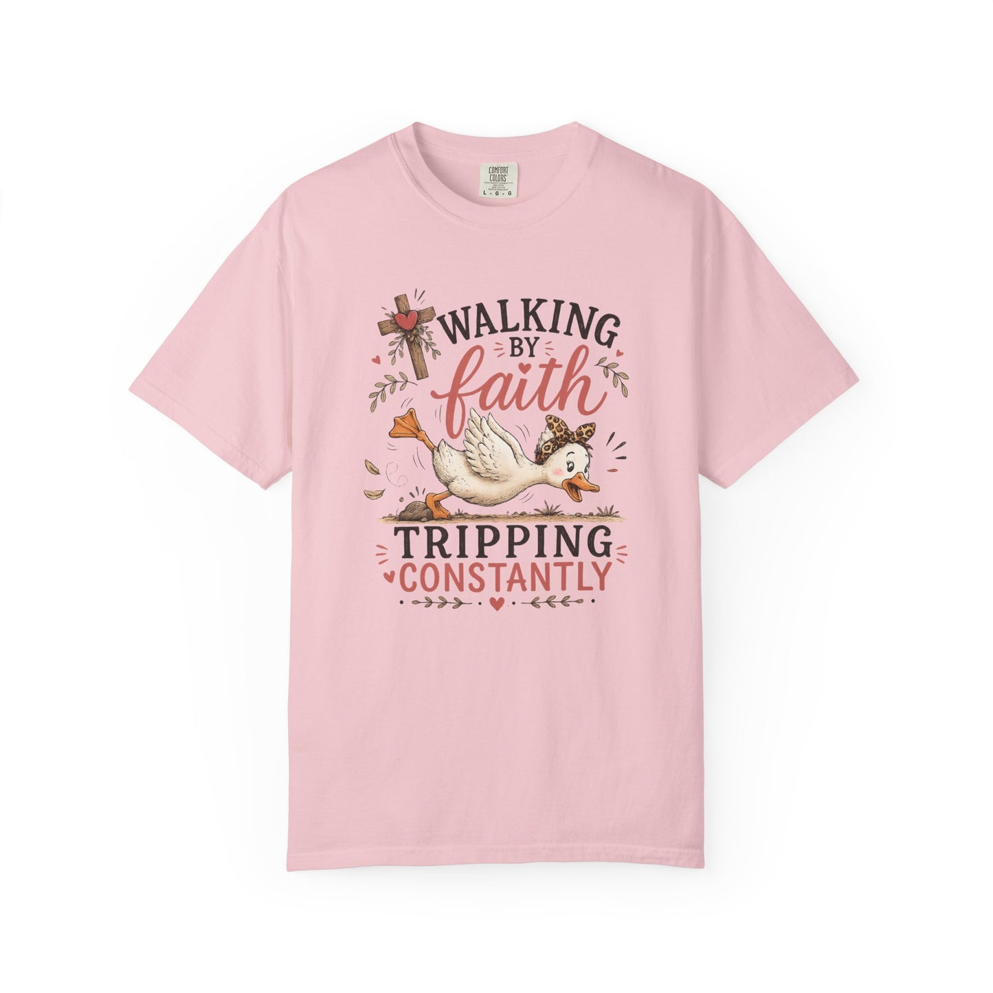 Walking by Faith T-Shirt — 'Tripping Constantly' Christian Graphic Tee