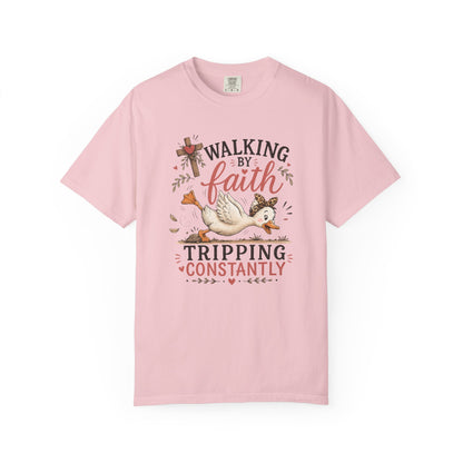 Walking by Faith T-Shirt — 'Tripping Constantly' Christian Graphic Tee
