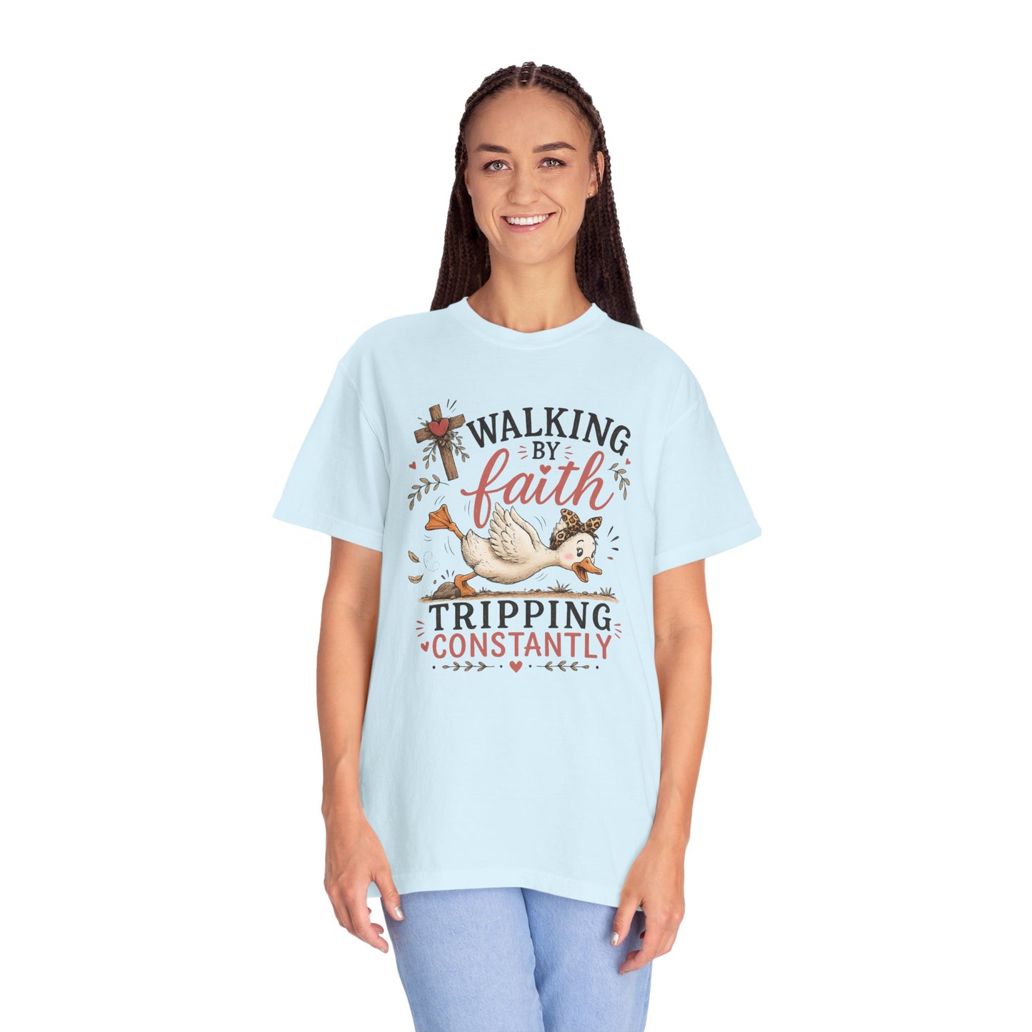 Walking by Faith T-Shirt — 'Tripping Constantly' Christian Graphic Tee