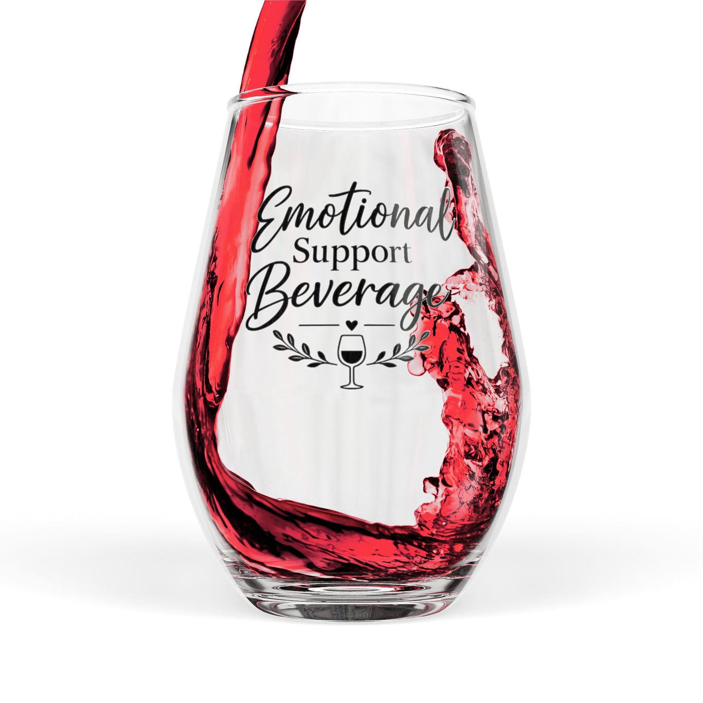 Stemless Wine Glass - "Emotional Support Beverage" Funny Wine Glass Gift