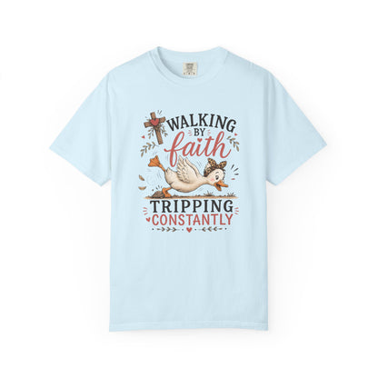 Walking by Faith T-Shirt — 'Tripping Constantly' Christian Graphic Tee