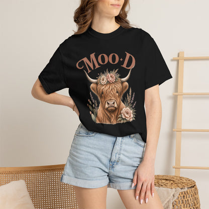 Highland Cow 'Moo·d' Floral Graphic T-Shirt