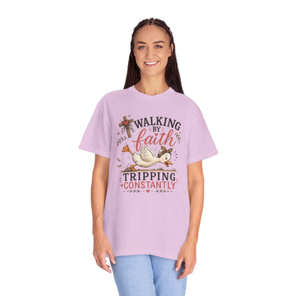 Walking by Faith T-Shirt — 'Tripping Constantly' Christian Graphic Tee