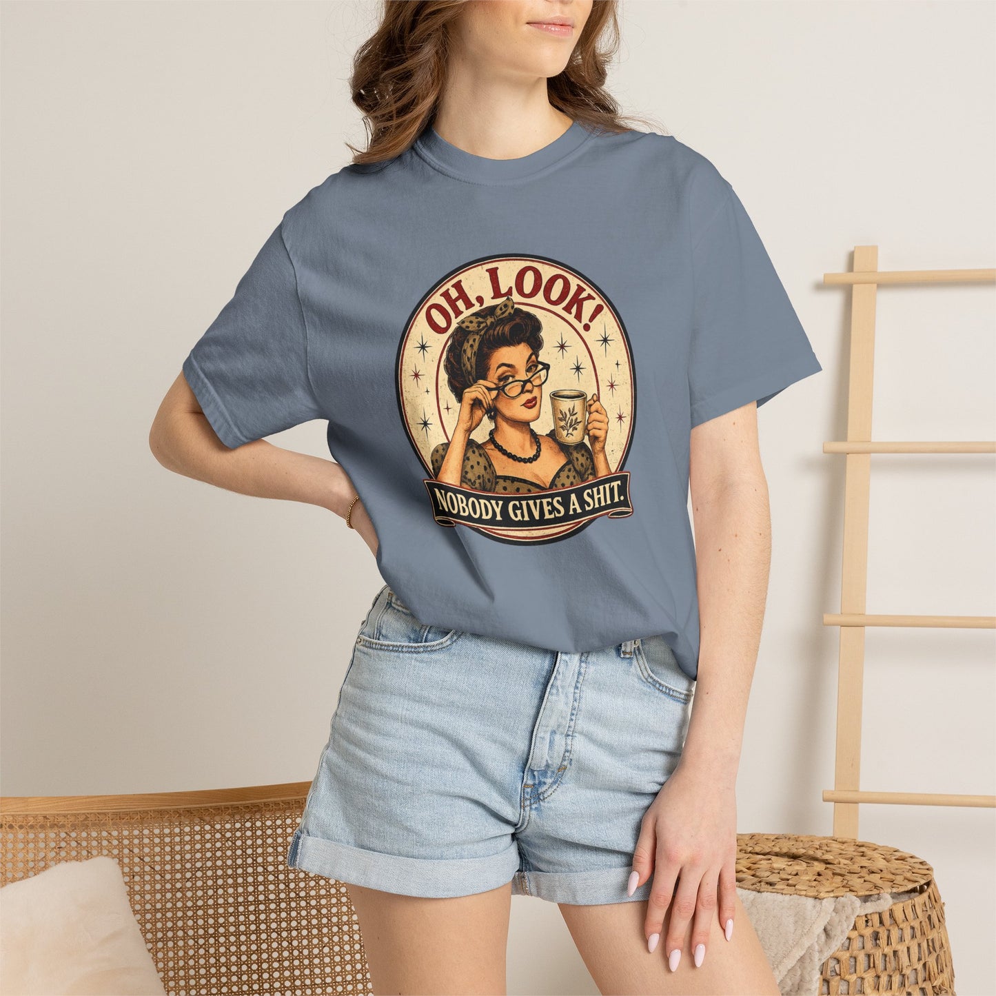Oh, Look! Nobody Gives A Shit - Vintage Graphic T-Shirt