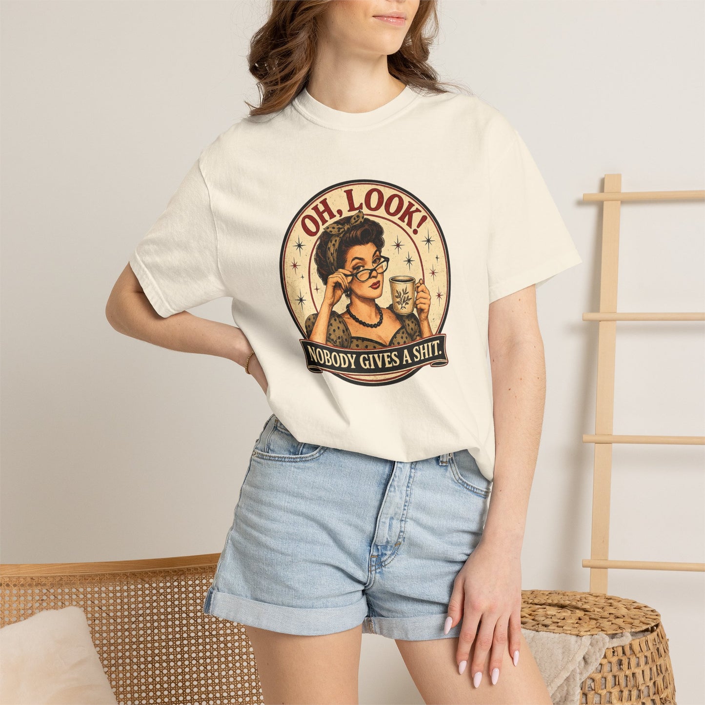 Oh, Look! Nobody Gives A Shit - Vintage Graphic T-Shirt