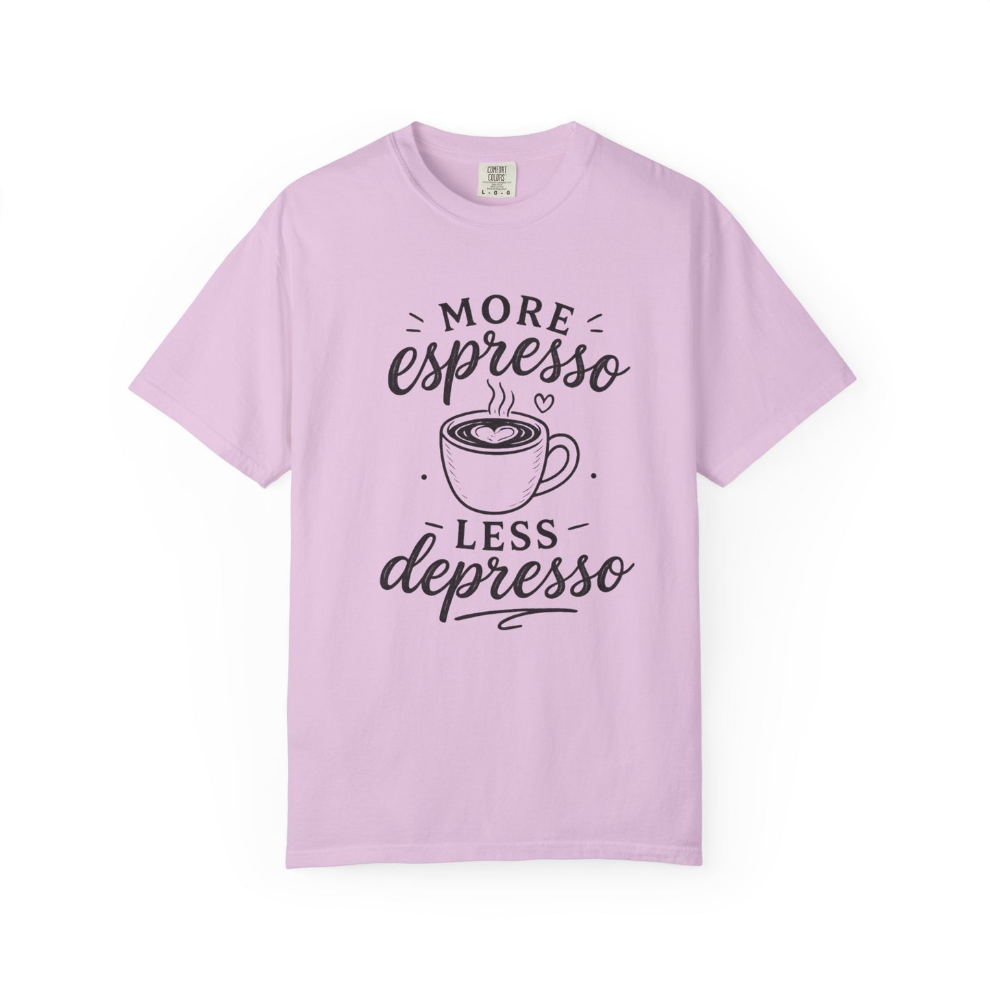 T-Shirt — "More Espresso Less Depresso" Coffee Graphic Tee
