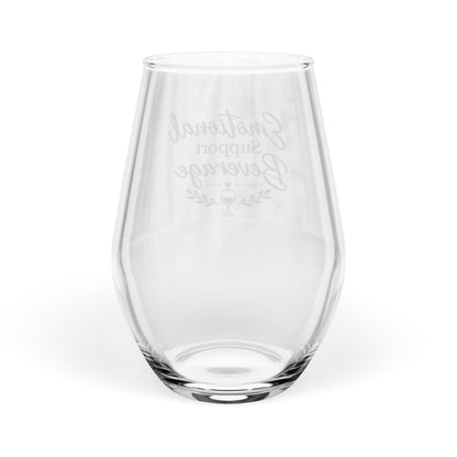 Stemless Wine Glass - "Emotional Support Beverage" Funny Wine Glass Gift