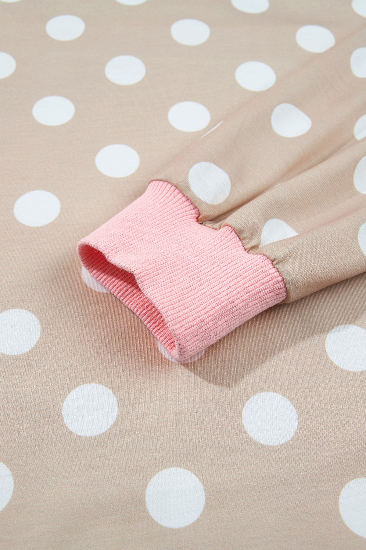 Polka Dot Long Sleeve Top Drawstring Pants Set
