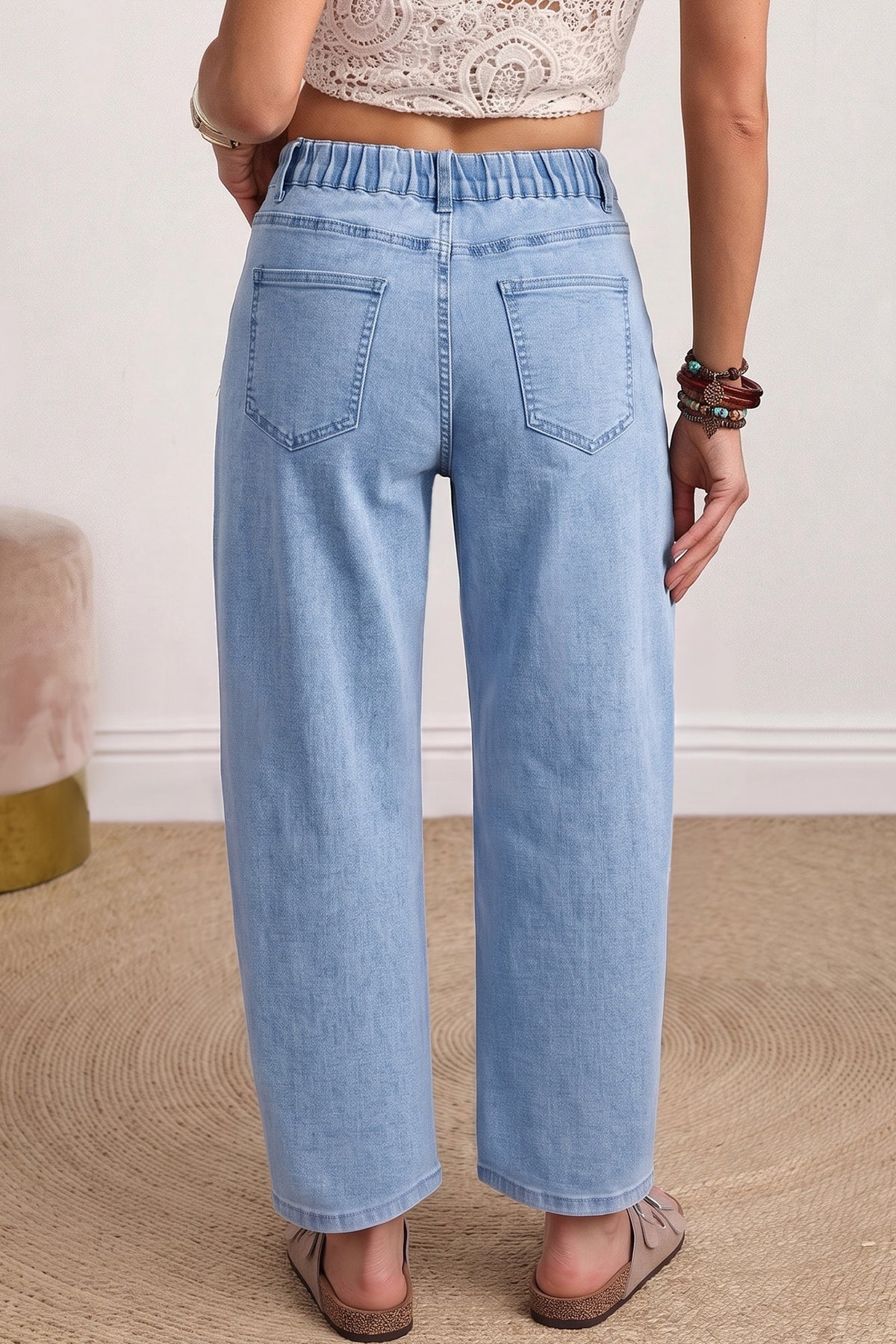 Beau Blue Patch Pocket Barrel Jeans