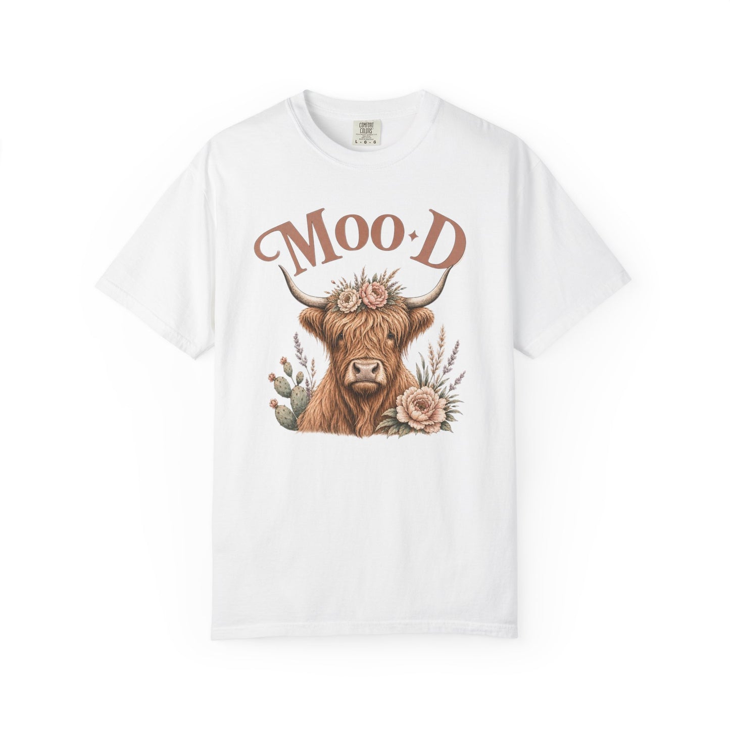 Highland Cow 'Moo·d' Floral Graphic T-Shirt