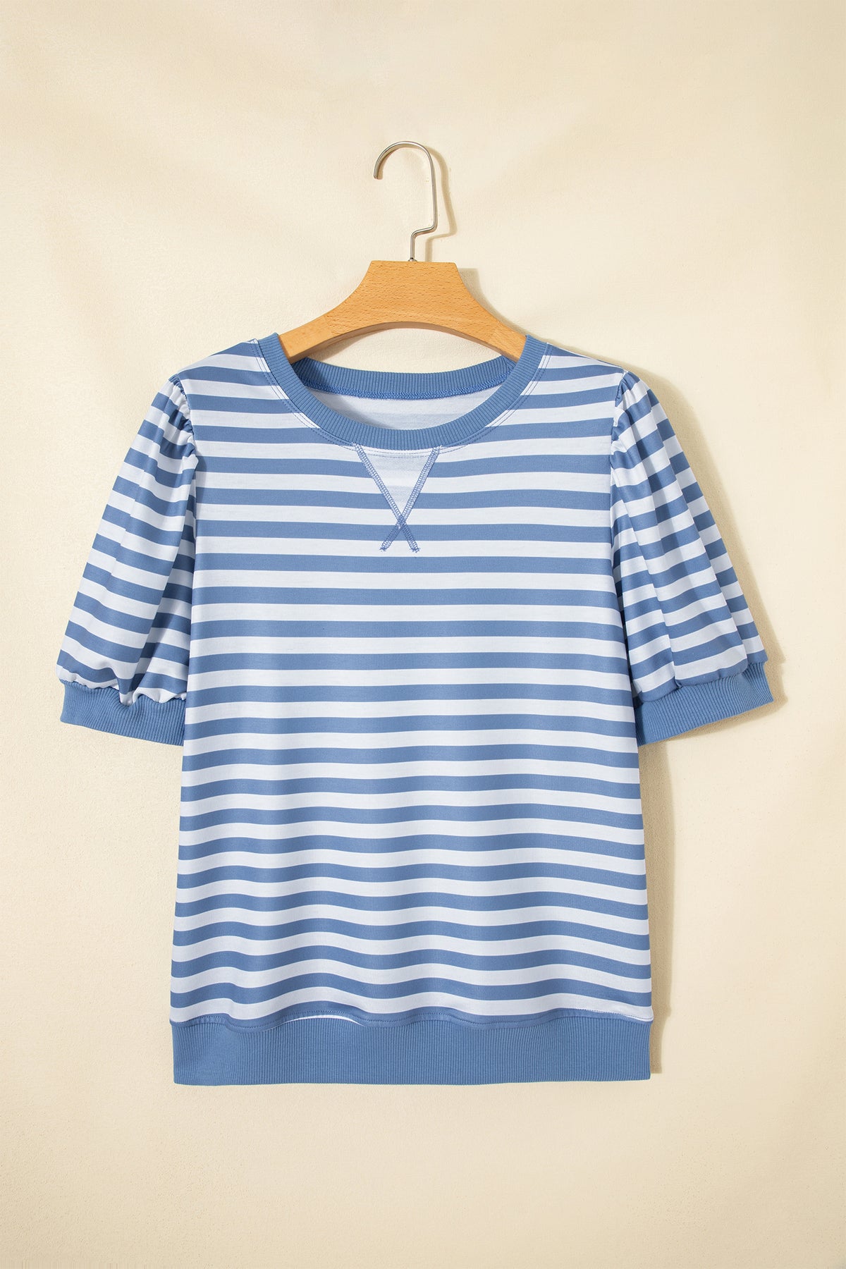 Stripe Bubble Sleeve T Shirt