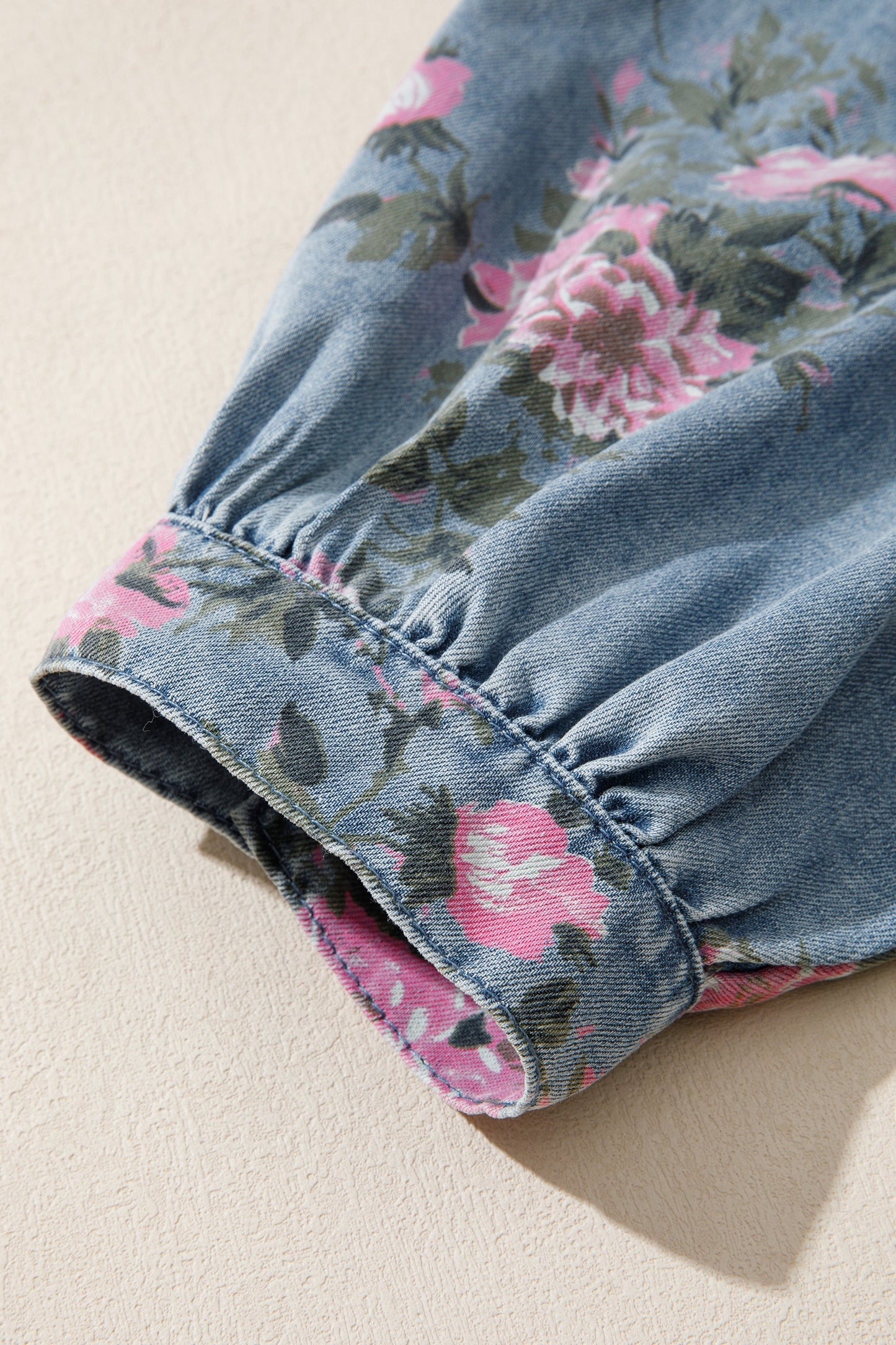 Blue Floral Denim Shirt