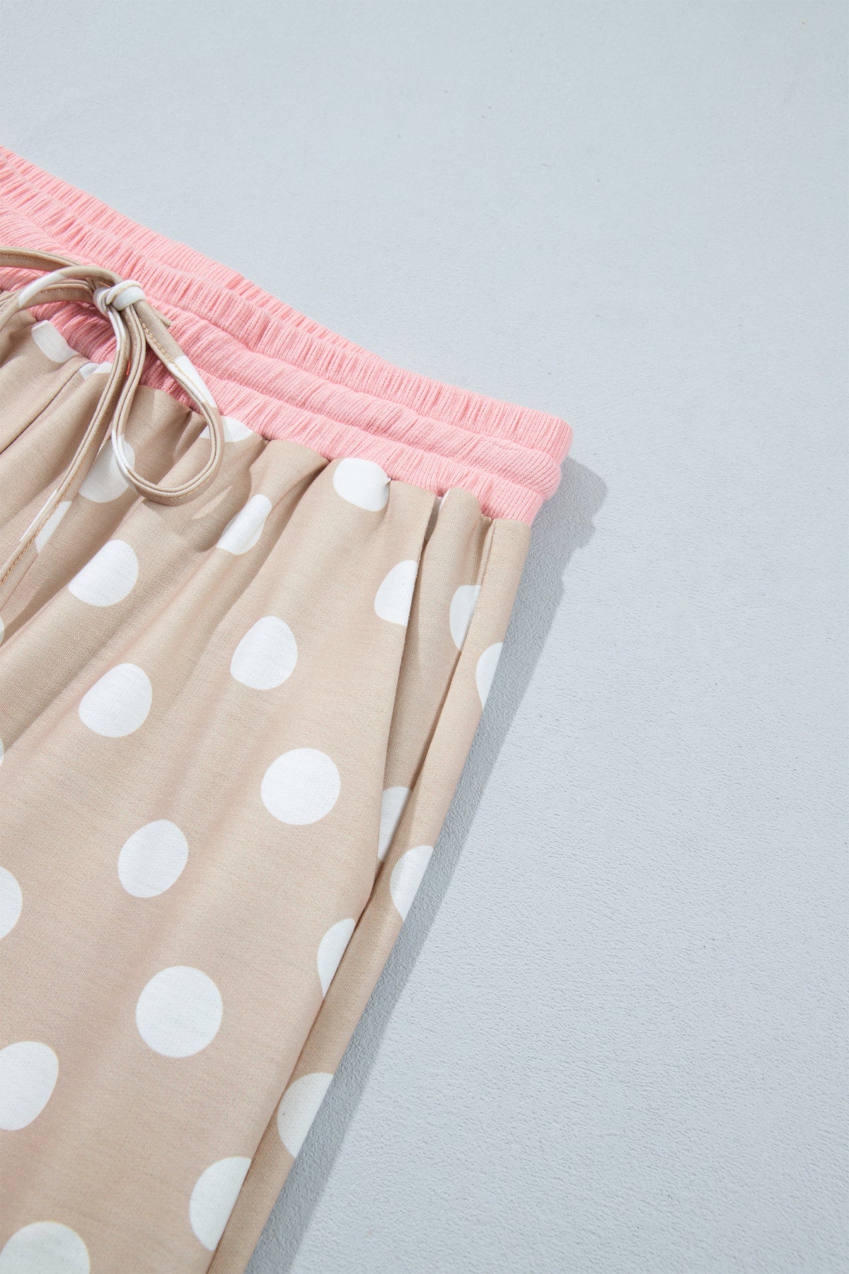 Polka Dot Long Sleeve Top Drawstring Pants Set
