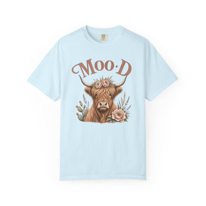 Highland Cow 'Moo·d' Floral Graphic T-Shirt