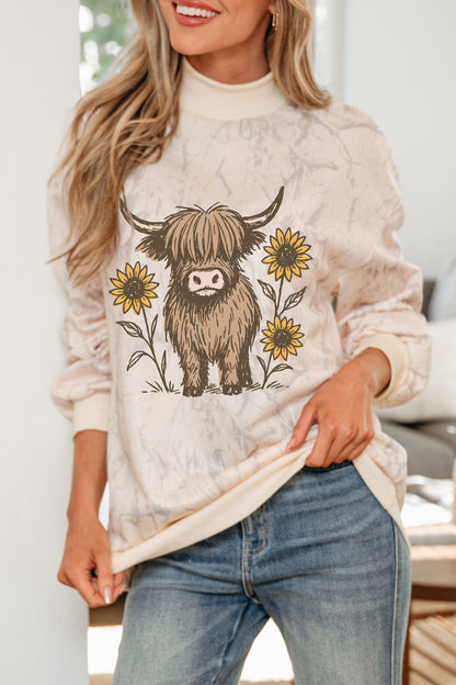 Western Print Camo Highland Cow Sweatshirt