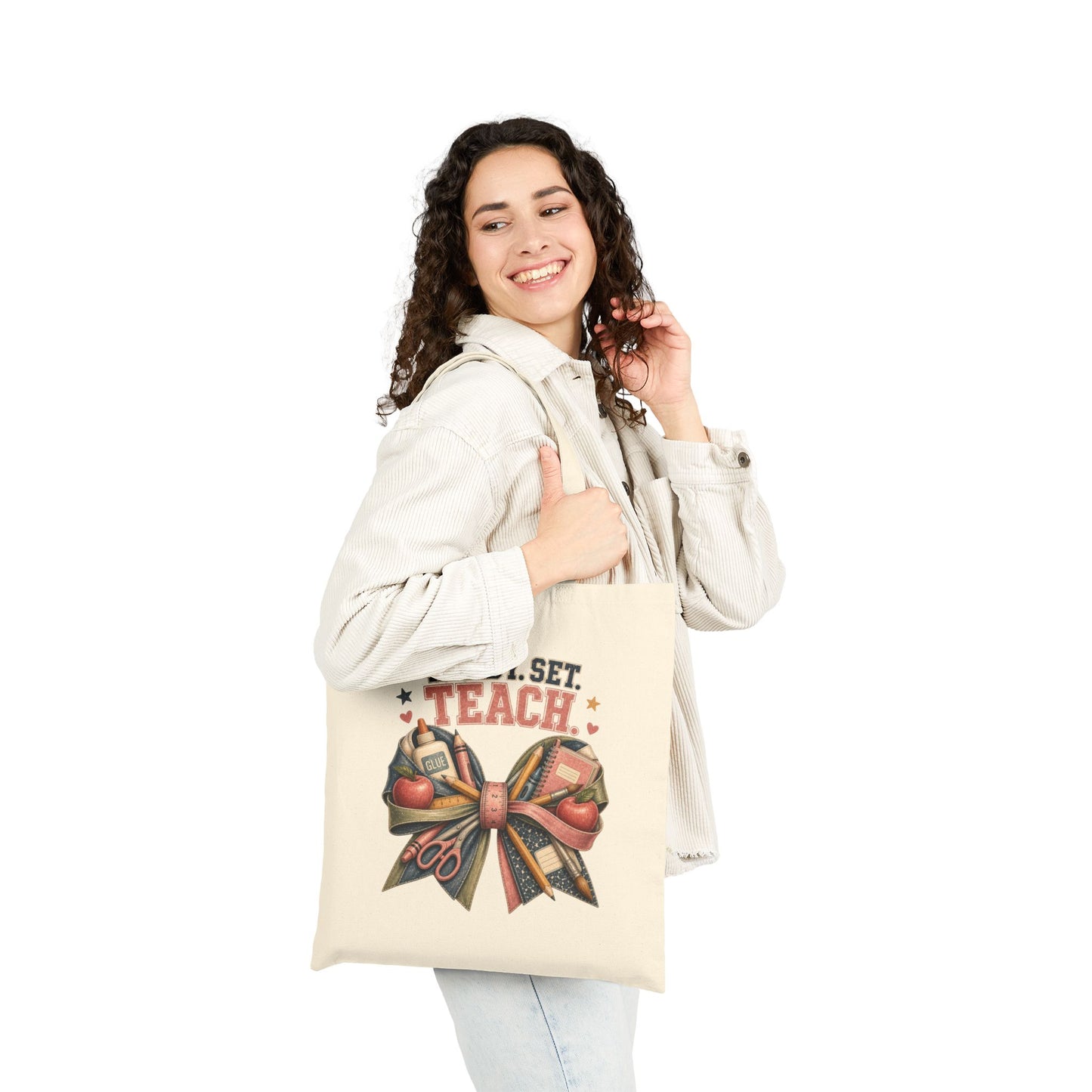 Ready. Set. Teach. Canvas Tote — Teacher Appreciation School Supplies Bag