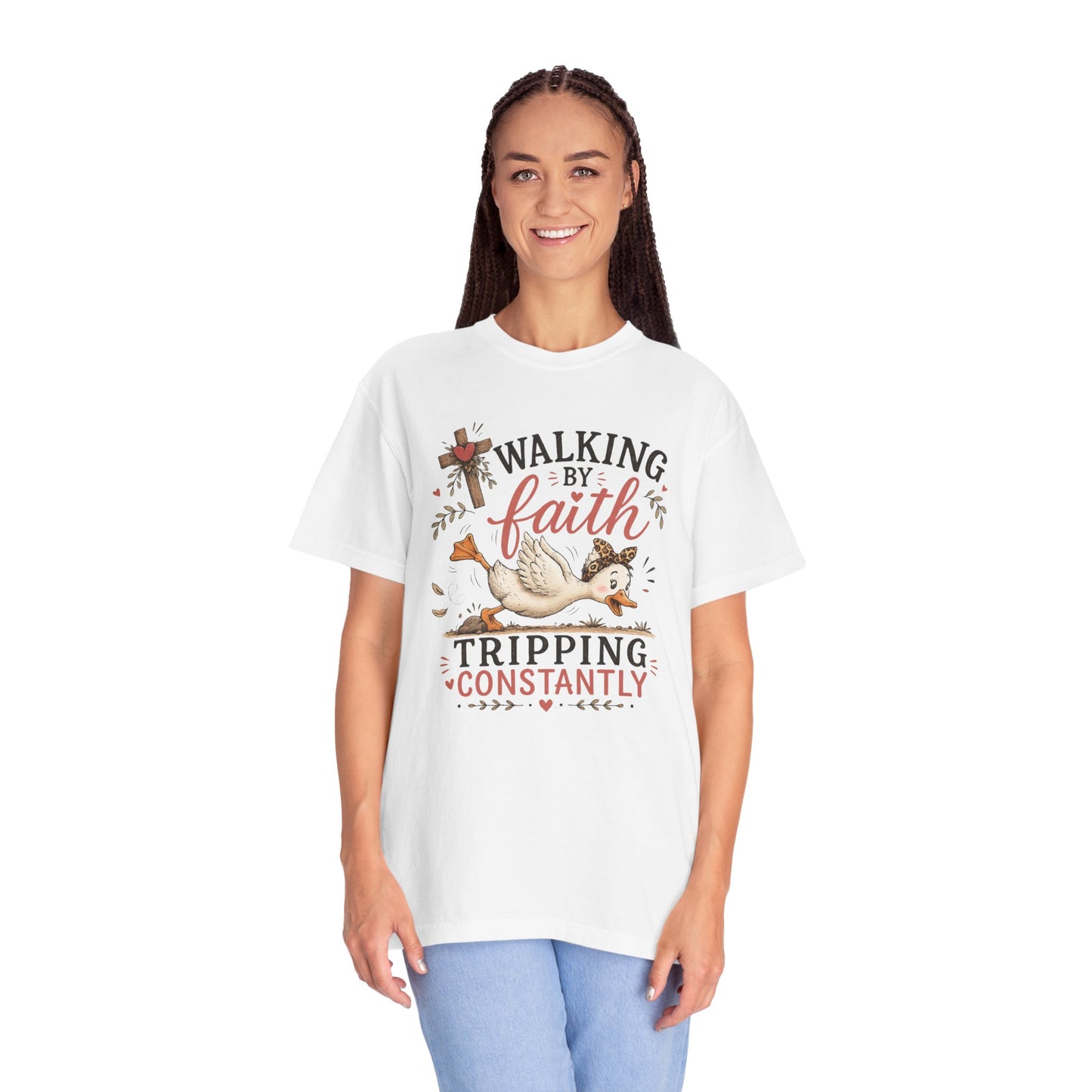 Walking by Faith T-Shirt — 'Tripping Constantly' Christian Graphic Tee