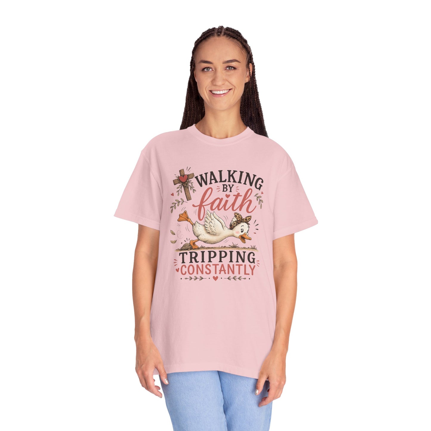 Walking by Faith T-Shirt — 'Tripping Constantly' Christian Graphic Tee