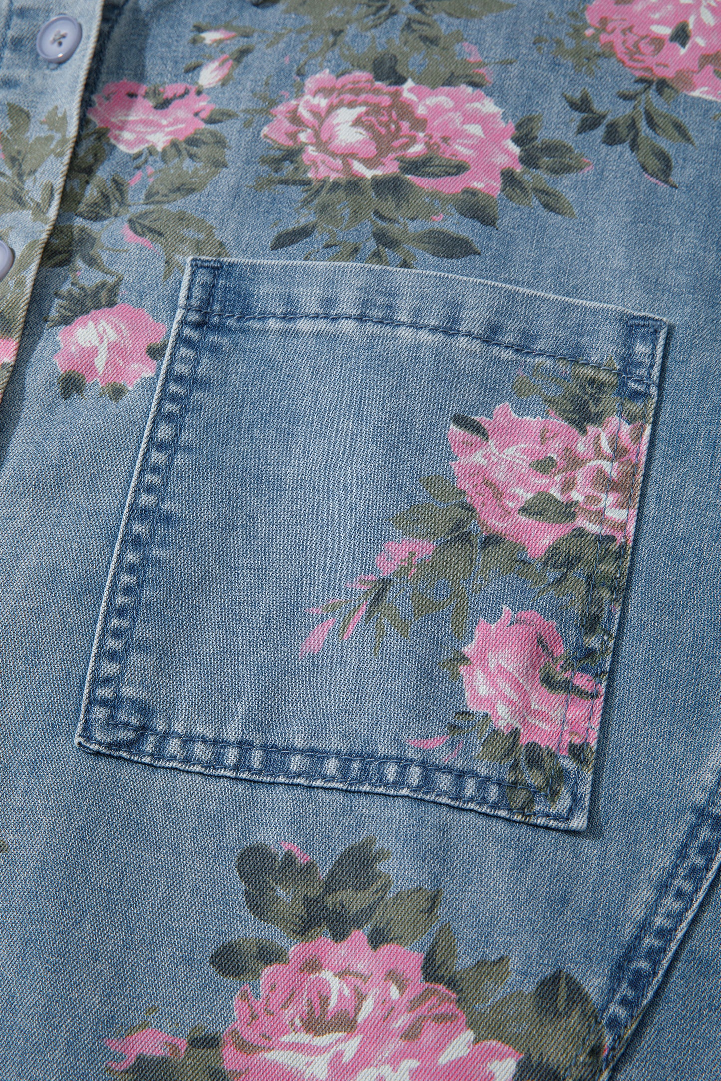 Blue Floral Denim Shirt