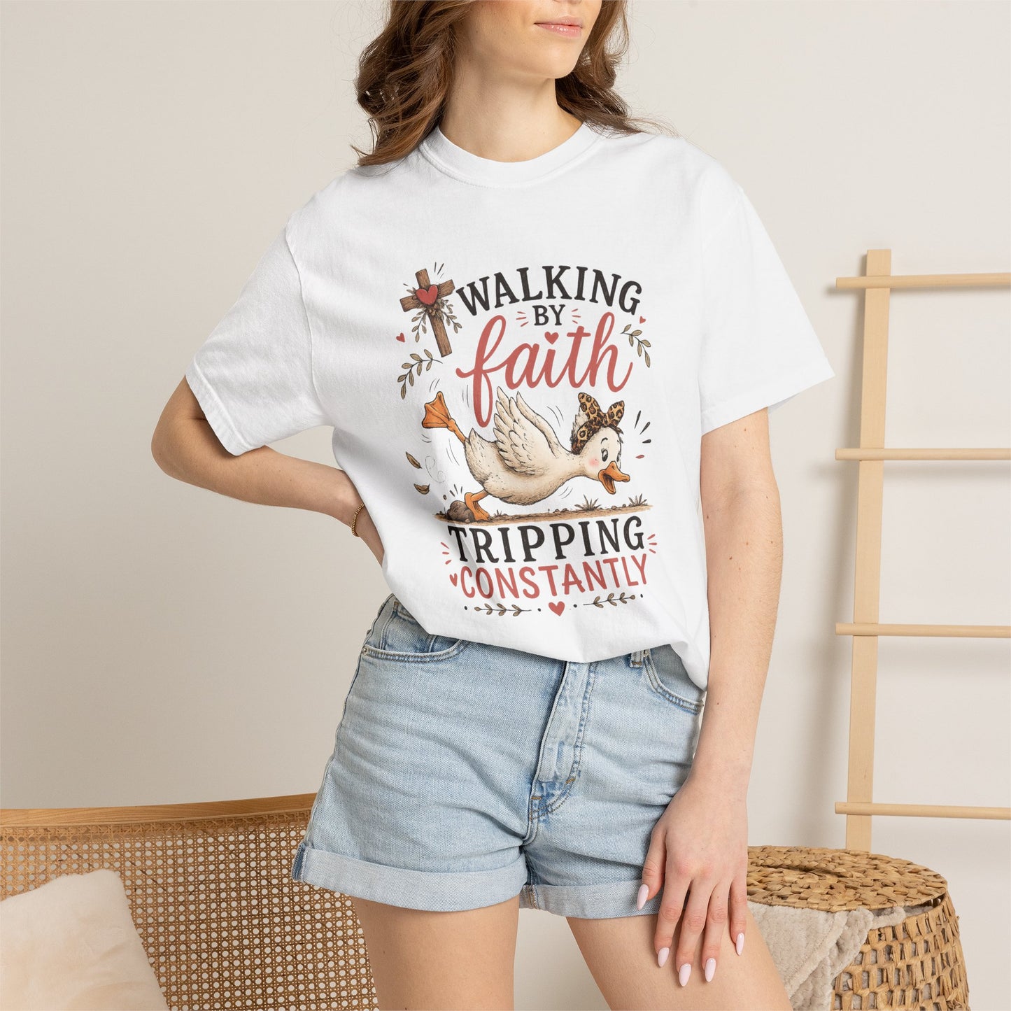 Walking by Faith T-Shirt — 'Tripping Constantly' Christian Graphic Tee