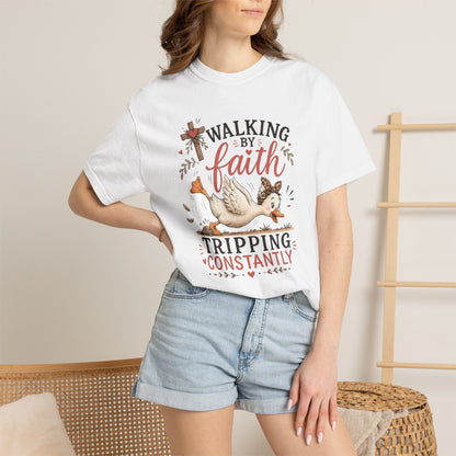 Walking by Faith T-Shirt — 'Tripping Constantly' Christian Graphic Tee