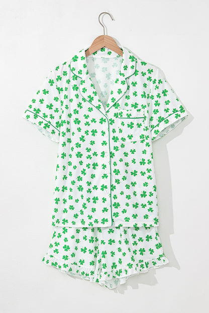 Bow Ruffled Shorts Pajama Set