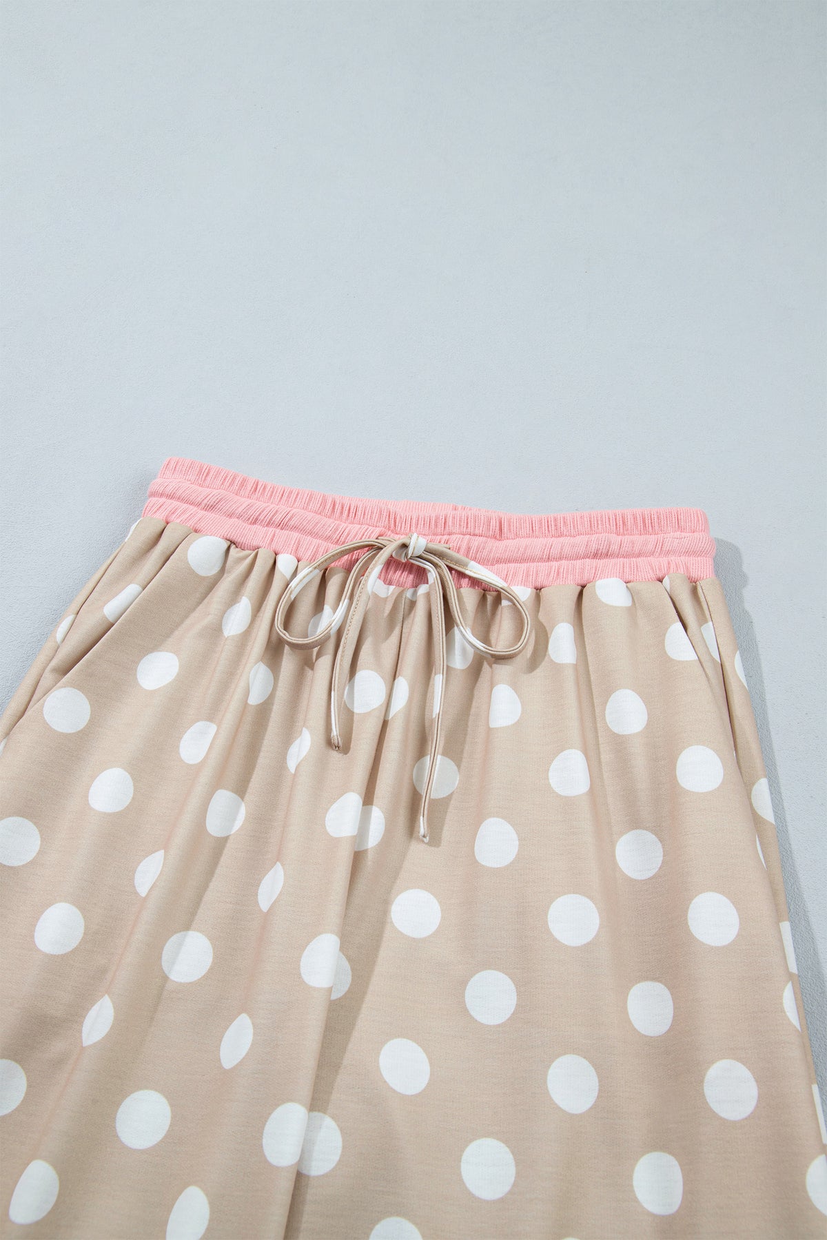 Polka Dot Long Sleeve Top Drawstring Pants Set