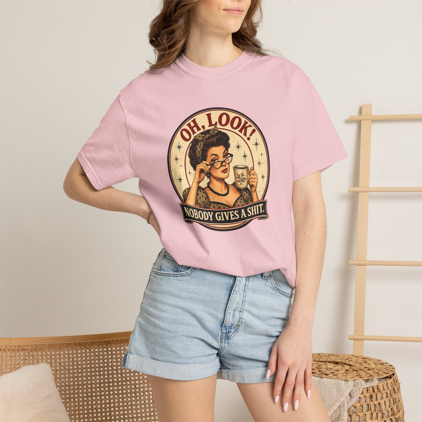 Oh, Look! Nobody Gives A Shit - Vintage Graphic T-Shirt