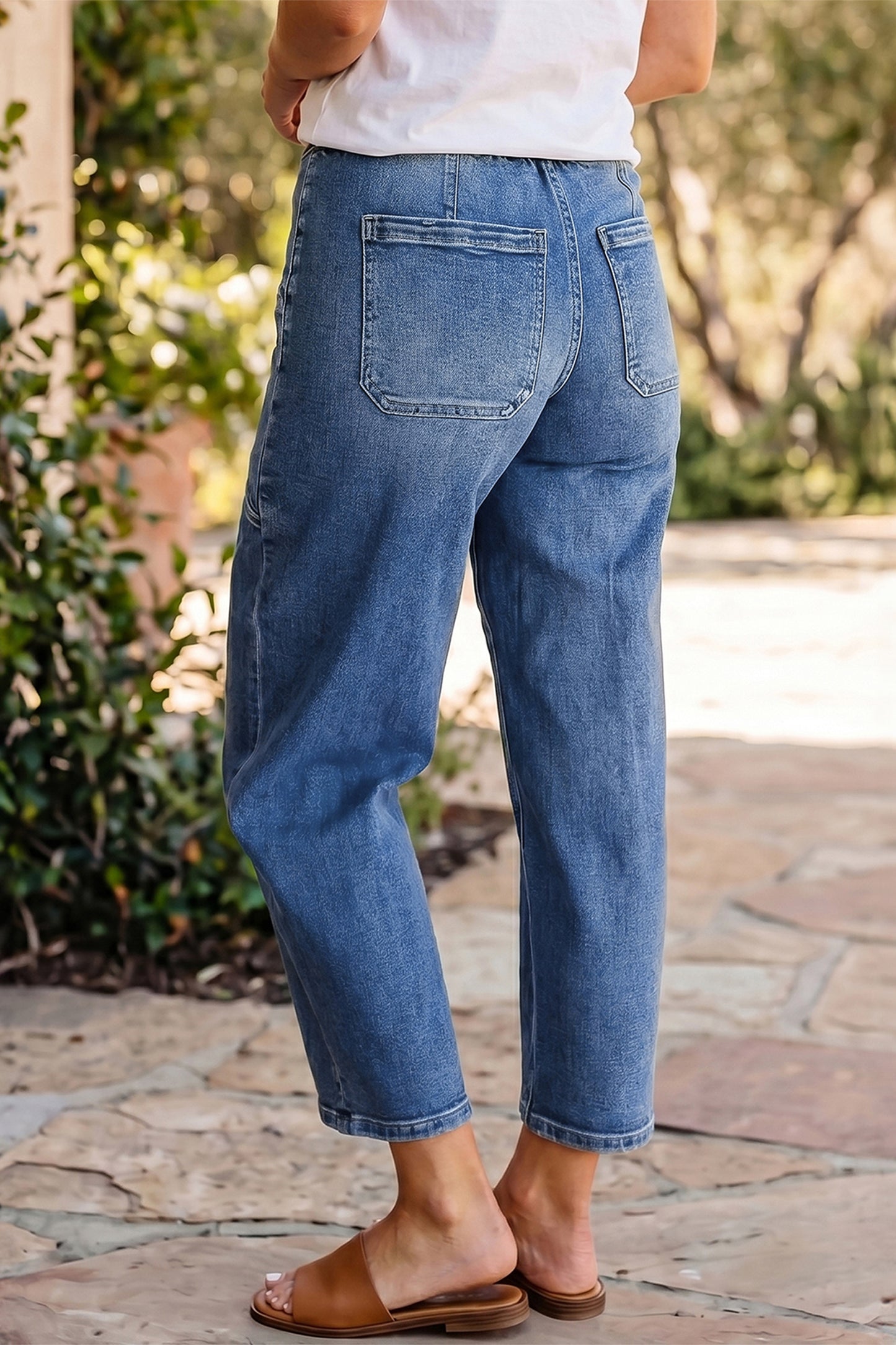 Drawstring Ankle Jeans | Casual Denim Pants