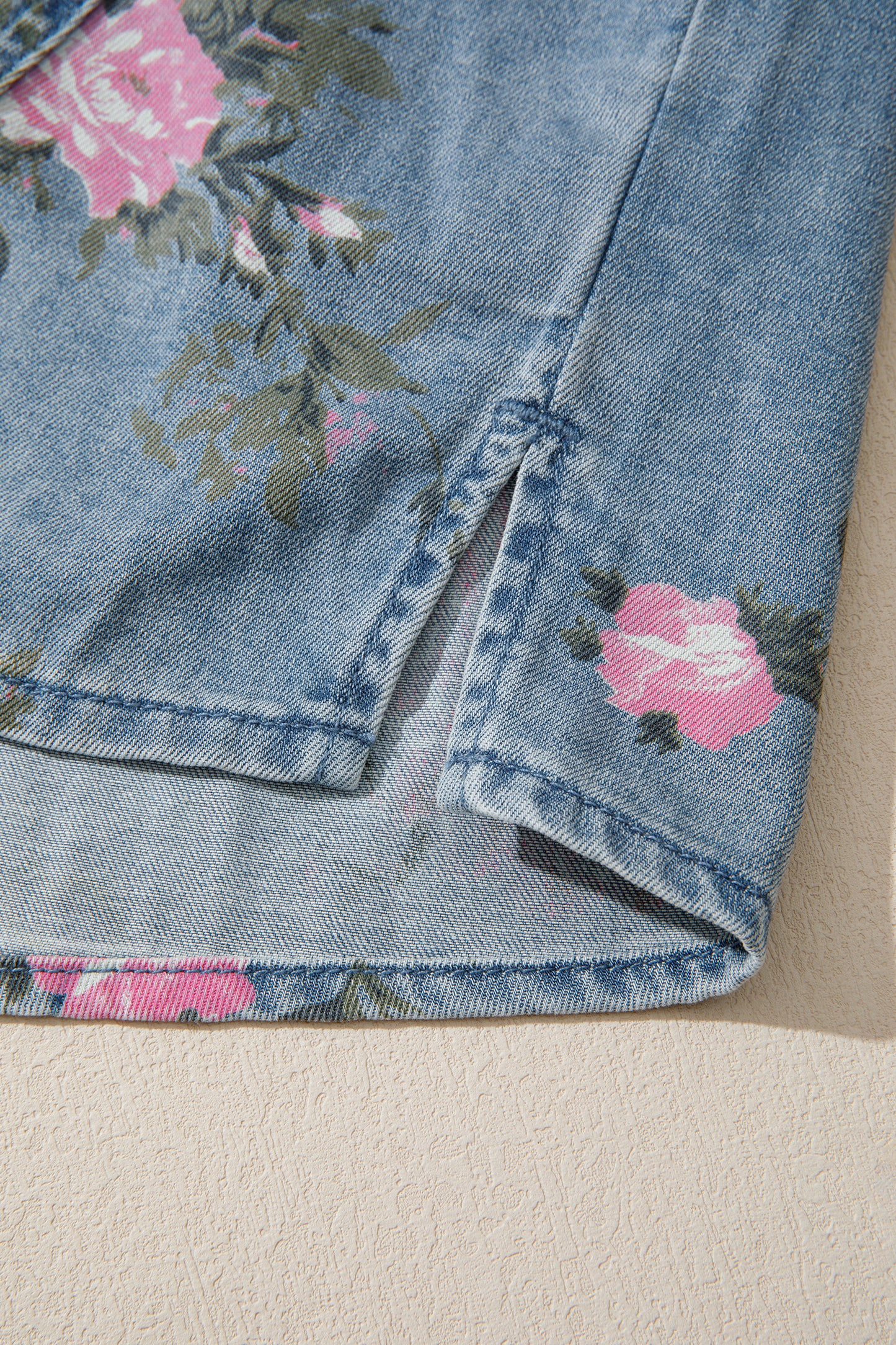 Blue Floral Denim Shirt