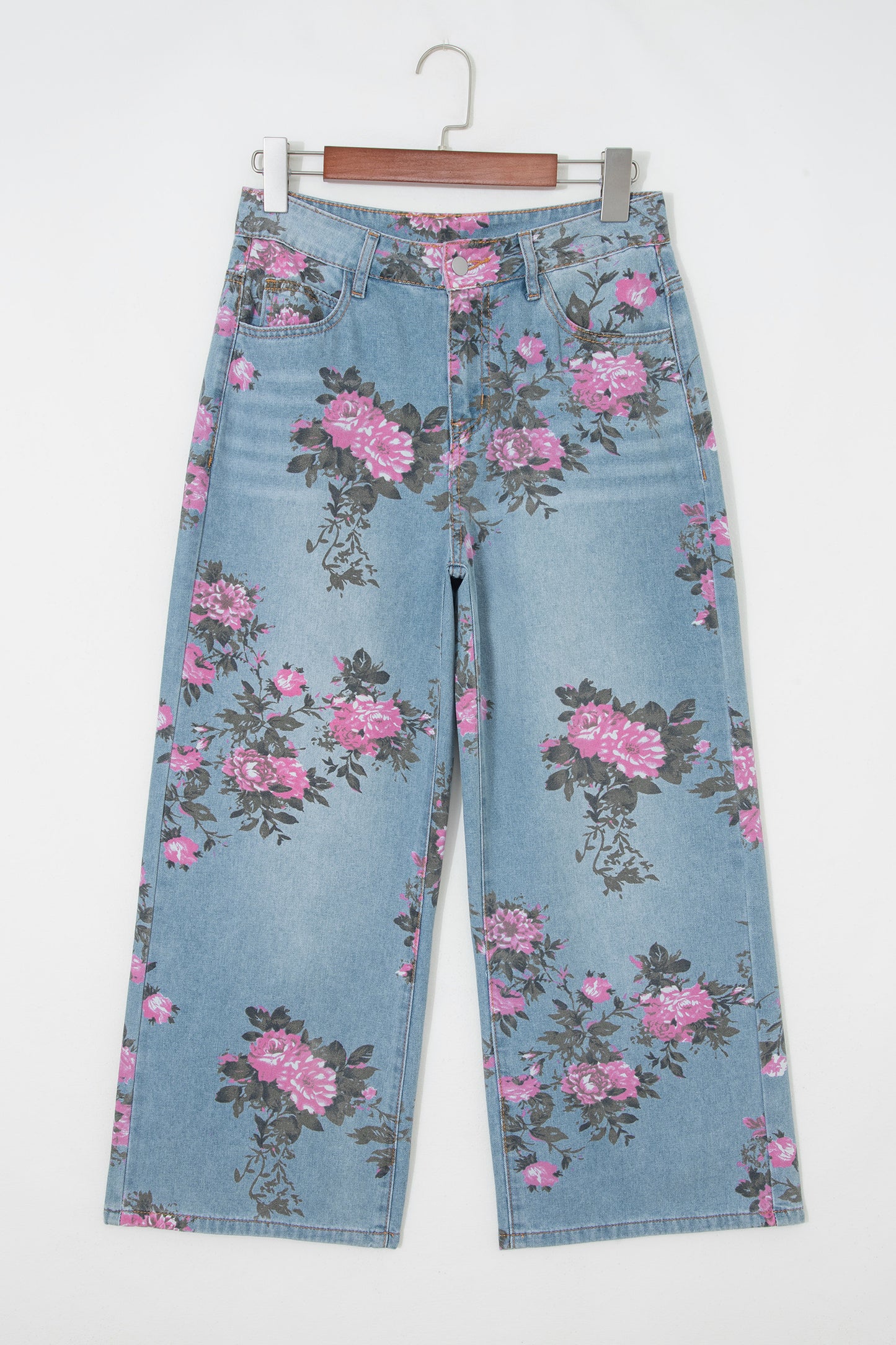 Floral Print Bootcut Jeans
