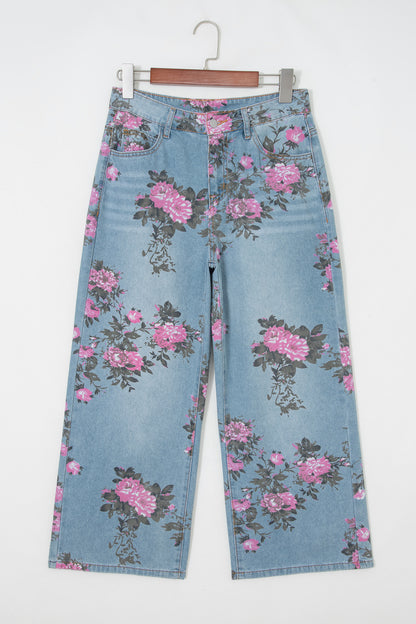 Floral Print Bootcut Jeans