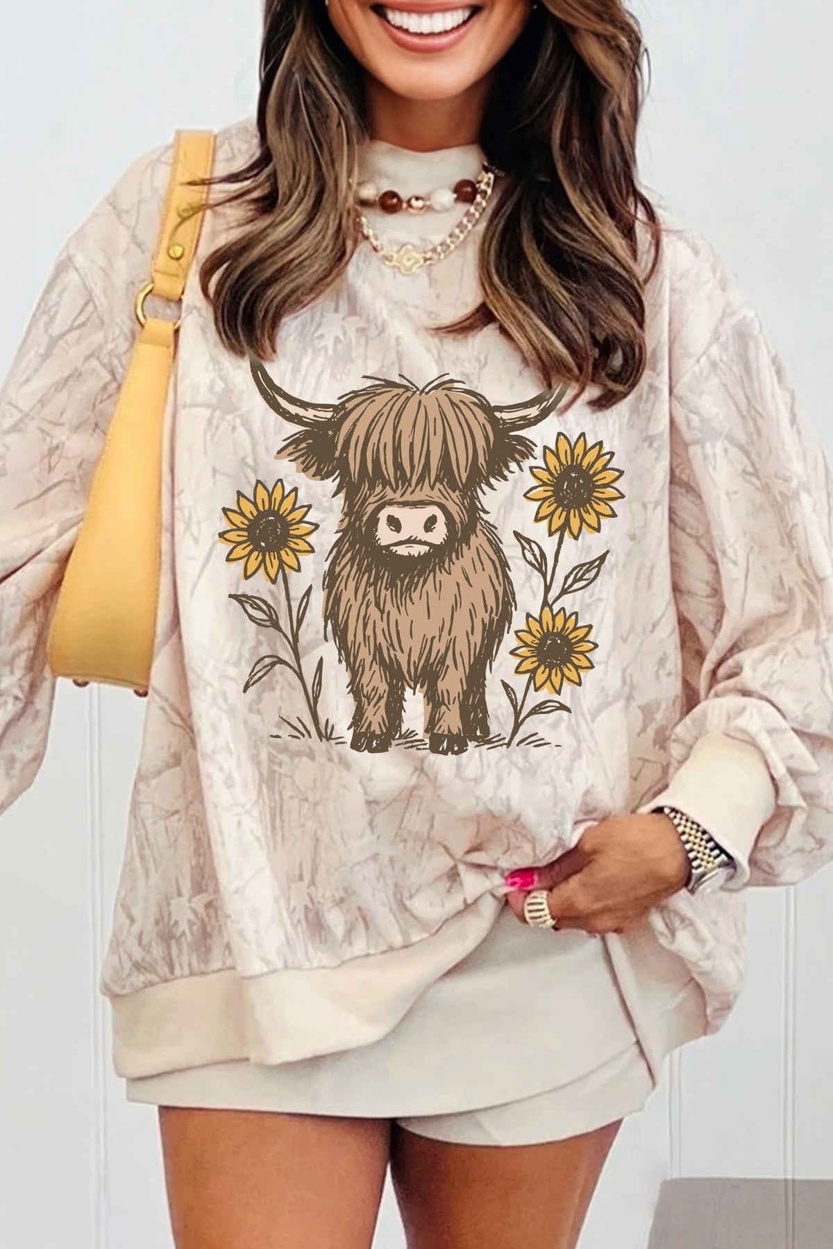 Western Print Camo Highland Cow Sweatshirt