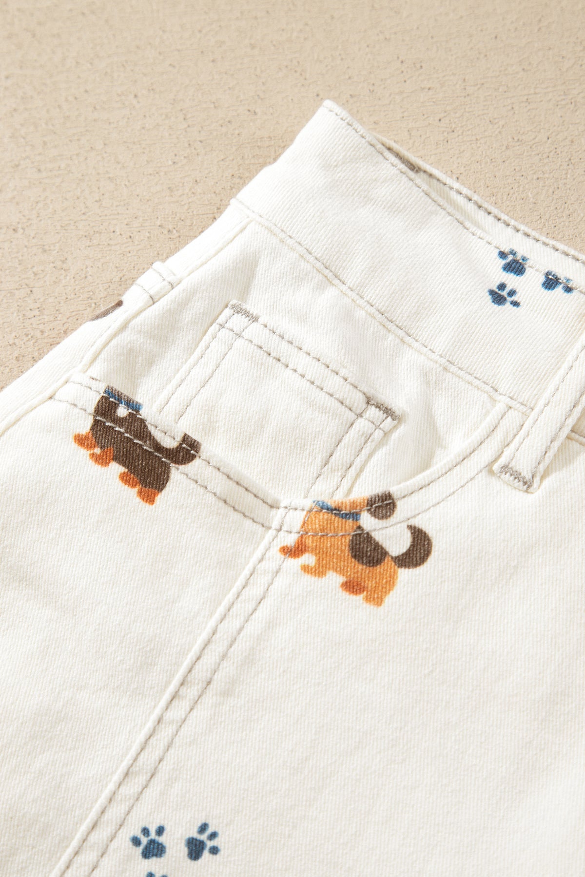 Dog Print Wide Leg Jeans