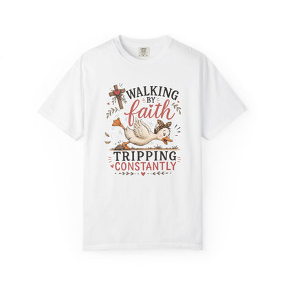 Walking by Faith T-Shirt — 'Tripping Constantly' Christian Graphic Tee