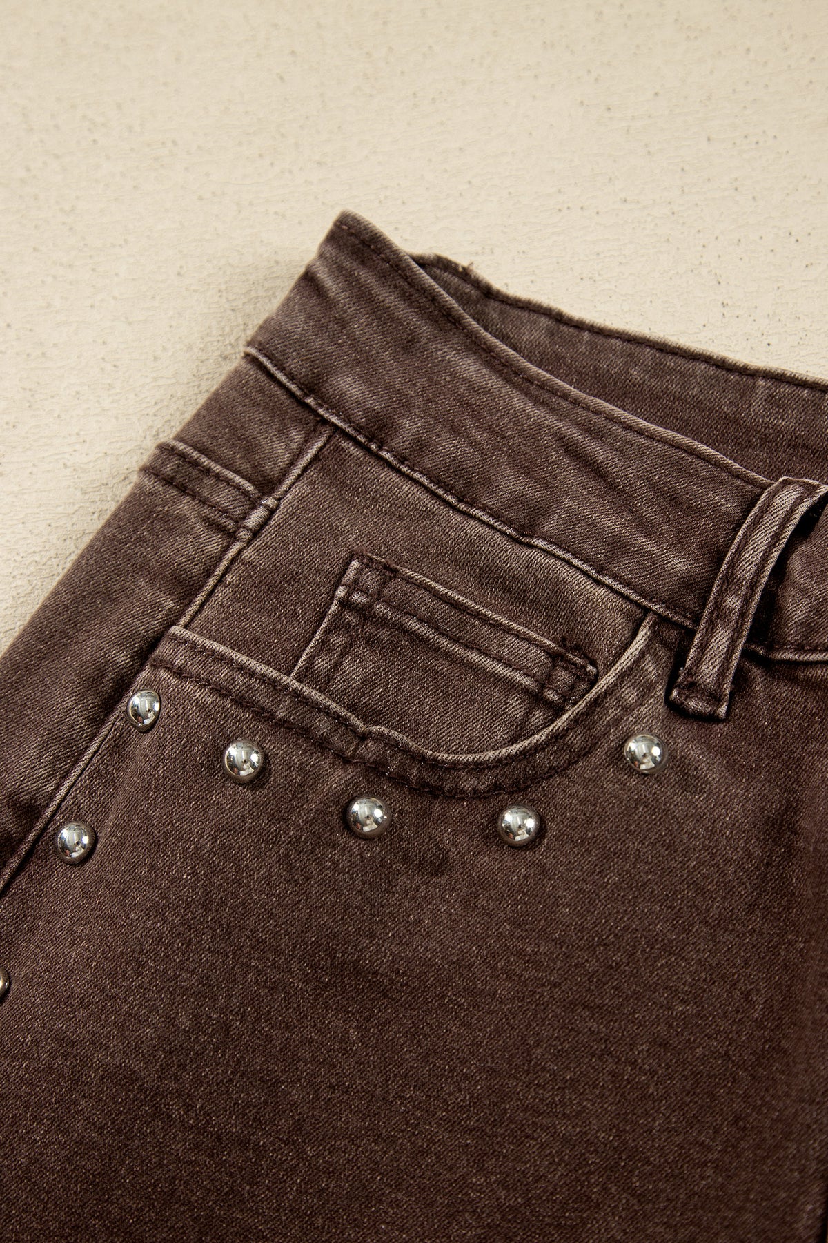 Black Studded Detail Straight Leg Casual Loose Jeans