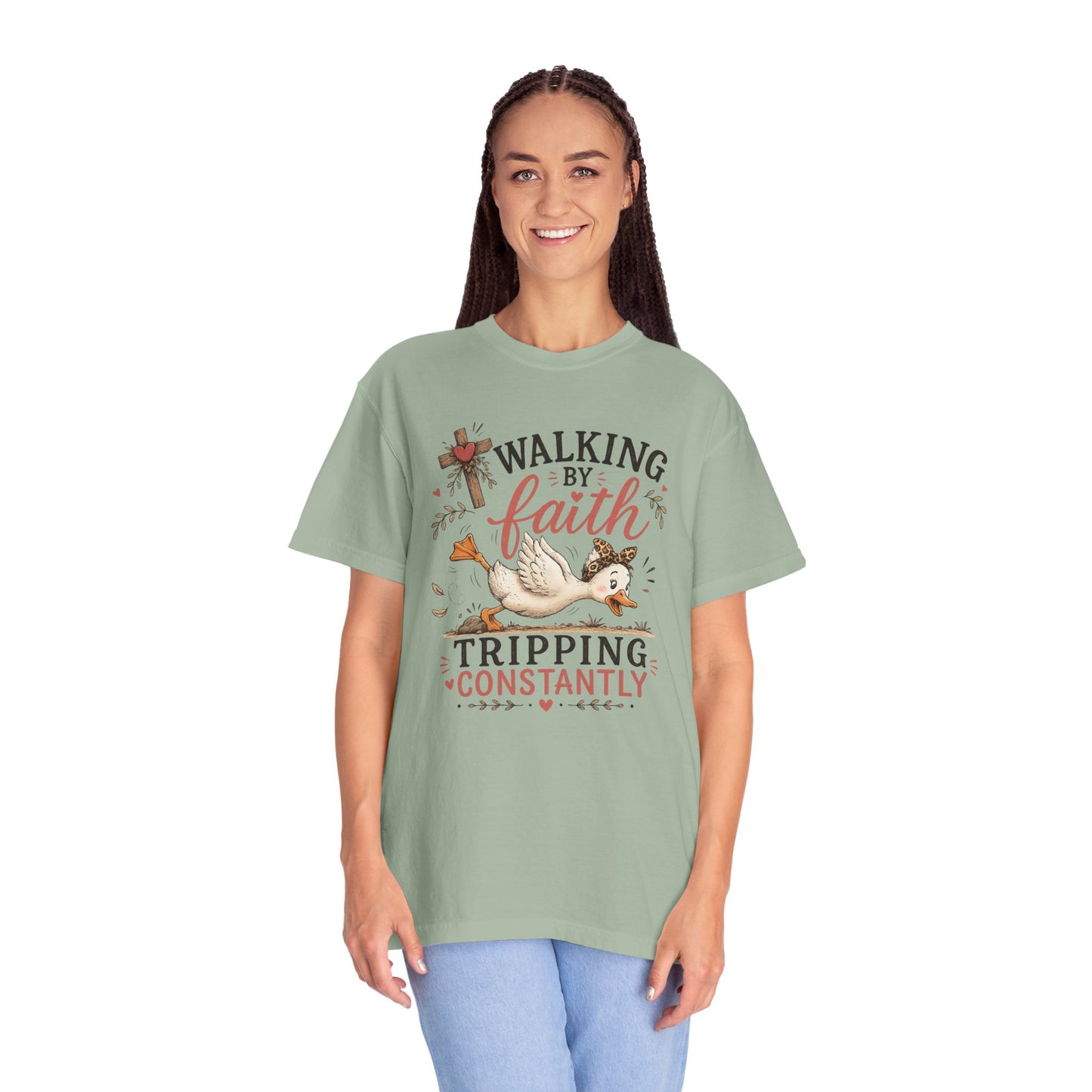 Walking by Faith T-Shirt — 'Tripping Constantly' Christian Graphic Tee