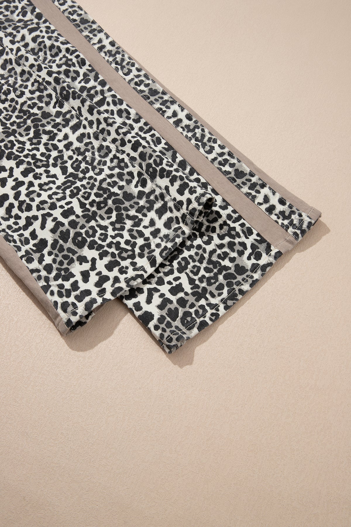 Leopard Print Drawstring Waist Straight Leg Jeans