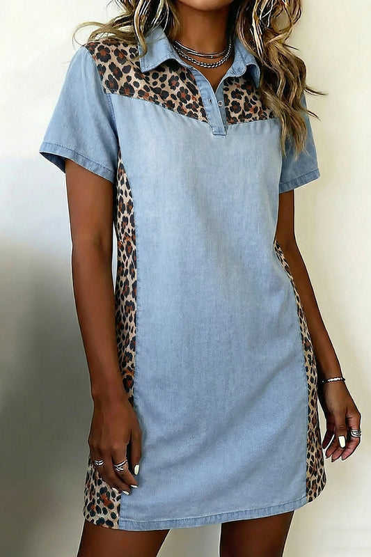 Leopard Patchwork Mini Dress