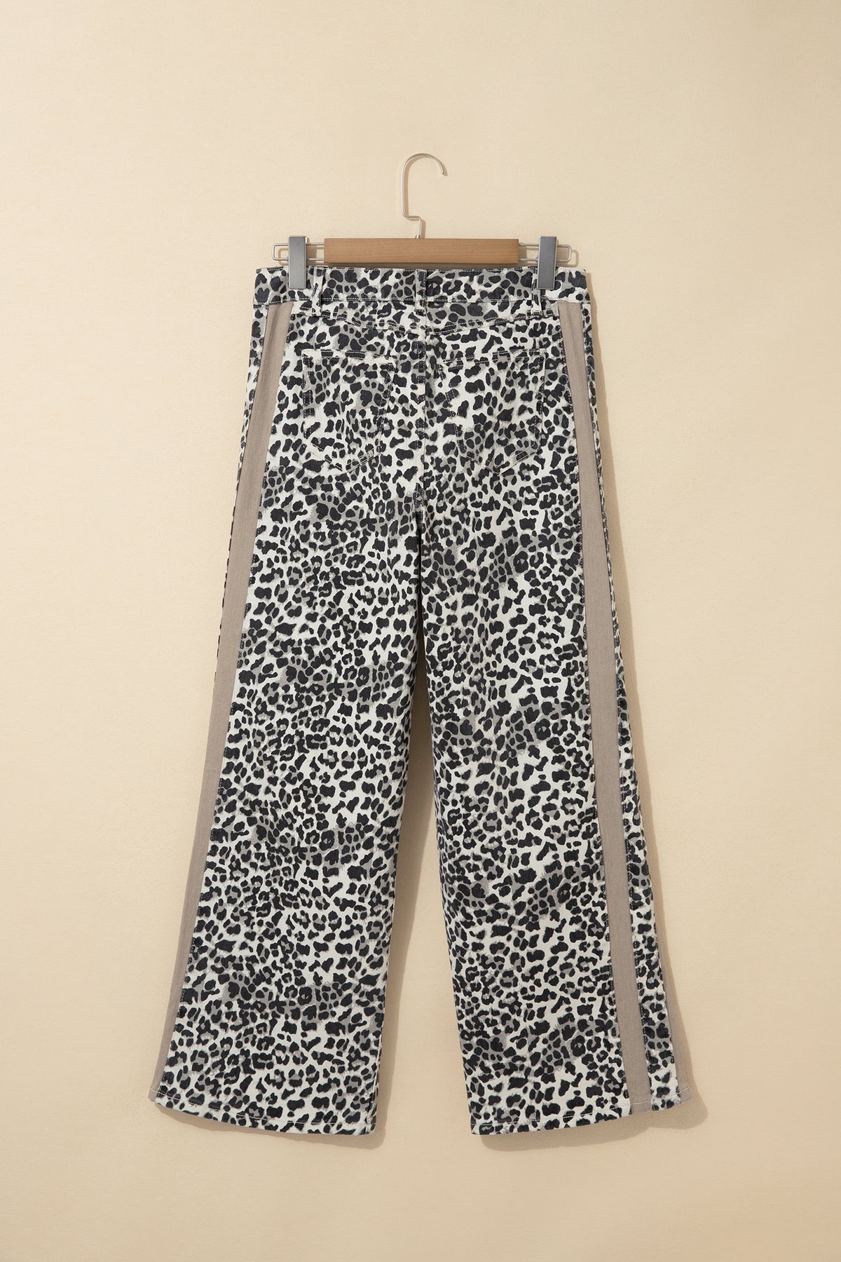 Leopard Print Drawstring Waist Straight Leg Jeans